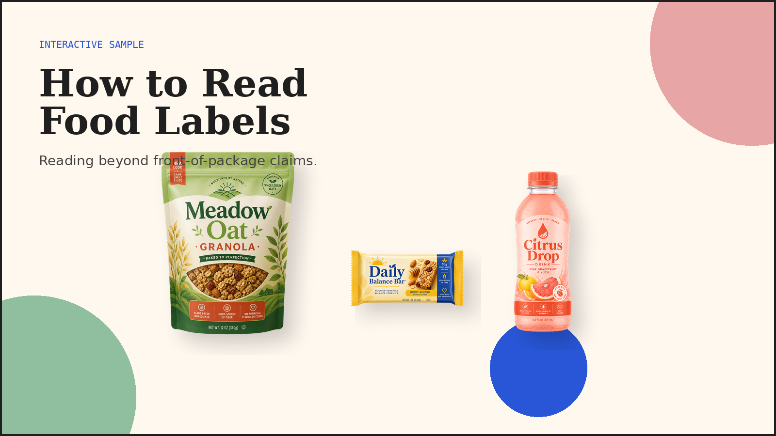 How to Read Food Labels interactive learning sample preview